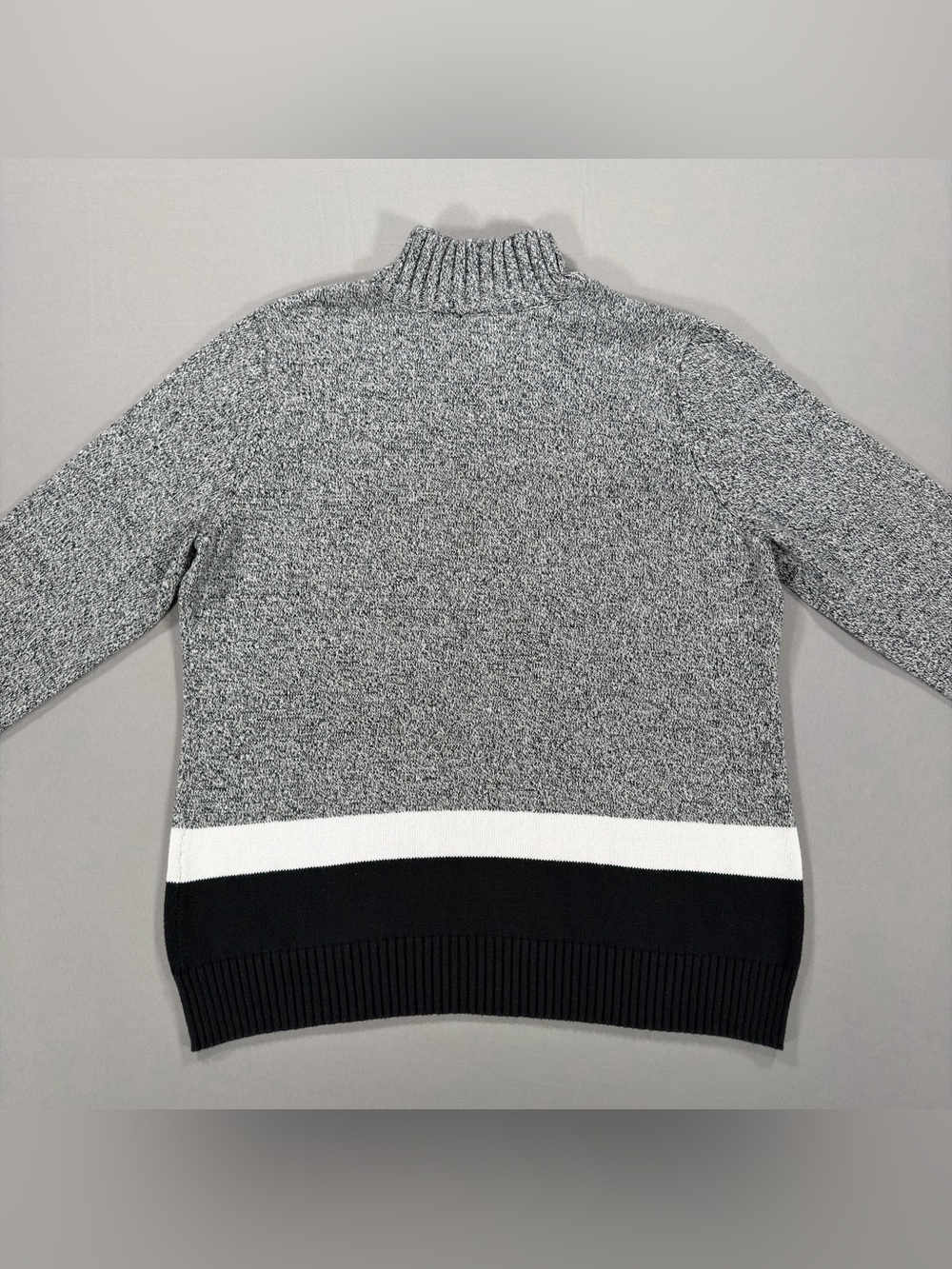 Karen Scott Women's Sweater Large L 100% Cotton Striped Grey White Black Knit - Picture 5 of 9